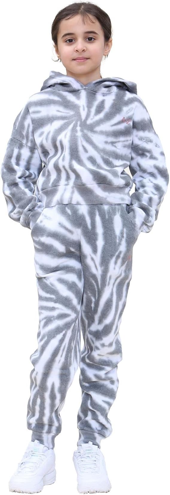 A2Z 4 Kids Girls Tie Dye Tracksuit Crop Hooded Sweatpants Top Bottoms Jogging Suit Joggers Outfit Set Age 5-13 Years